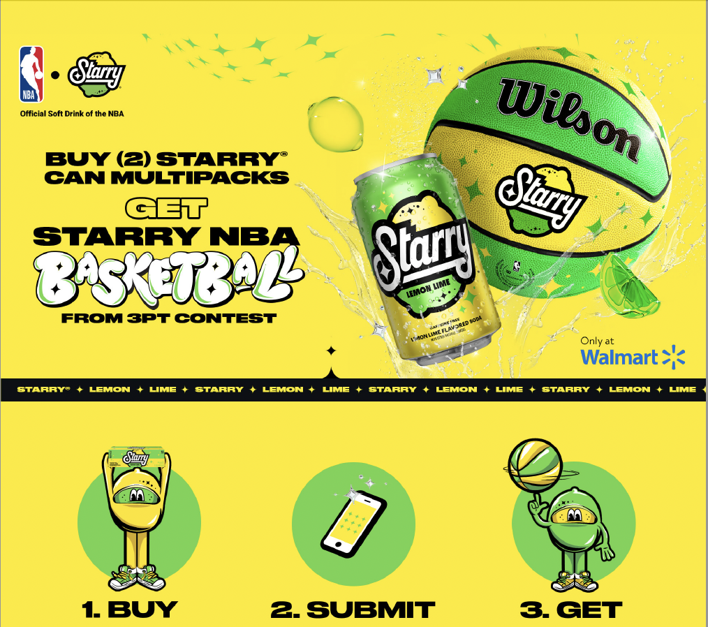 Starry Walmart promotion showing the buy, submit, and get consumer journey